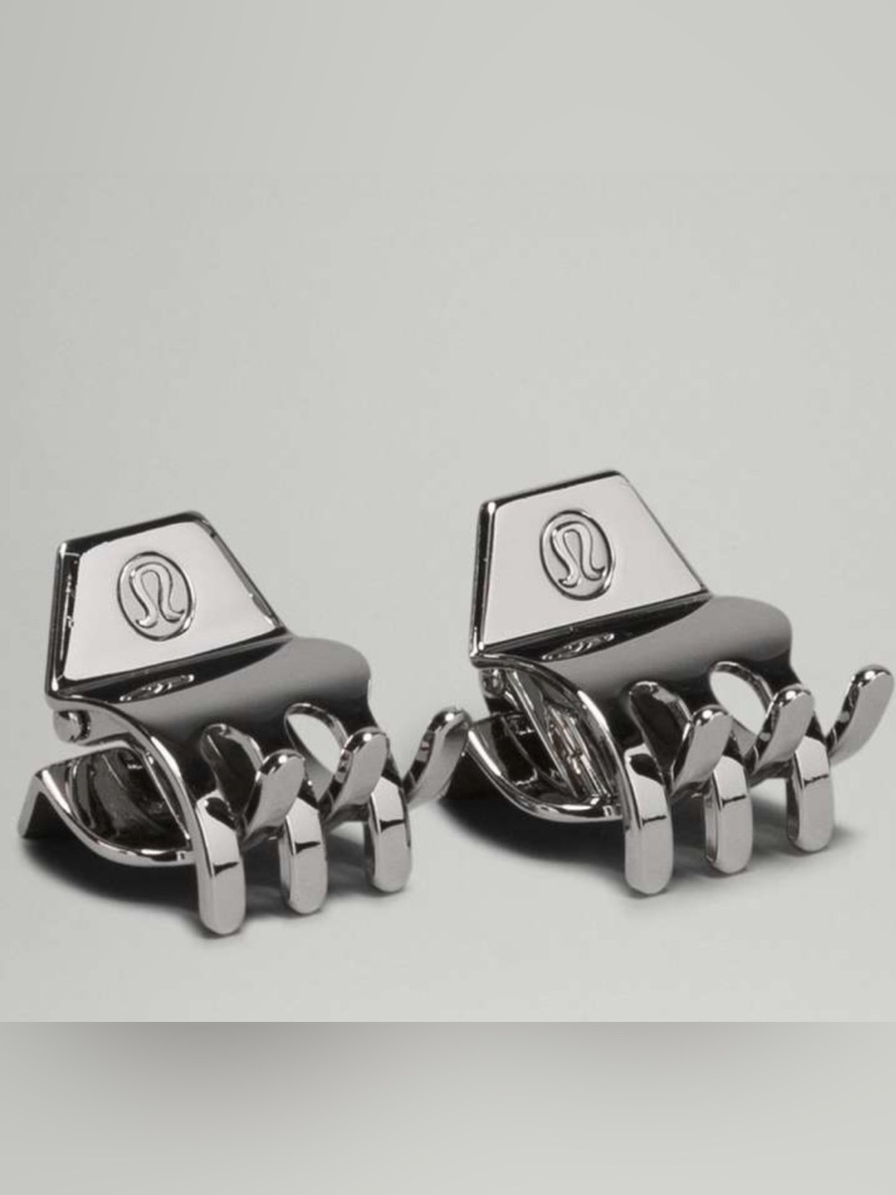 lululemon Small Metal Claw Clips *2 Pair Pack (NWT) Silver & lululemon logo